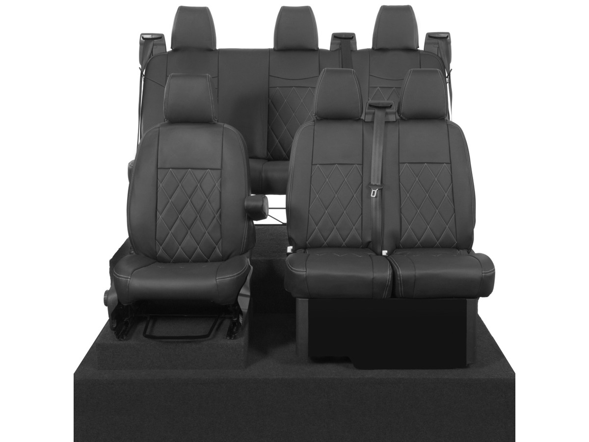 Tailored Leatherette Seat Covers Black for Ford Transit Custom (2013-2023)