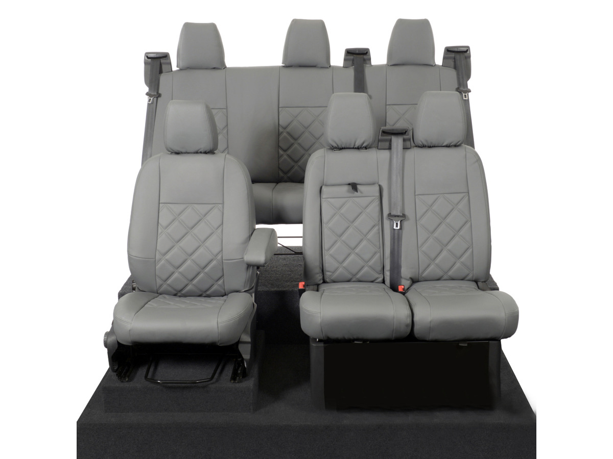 Tailored Leatherette Seat Covers Grey for Ford Transit Custom (2013-2023)