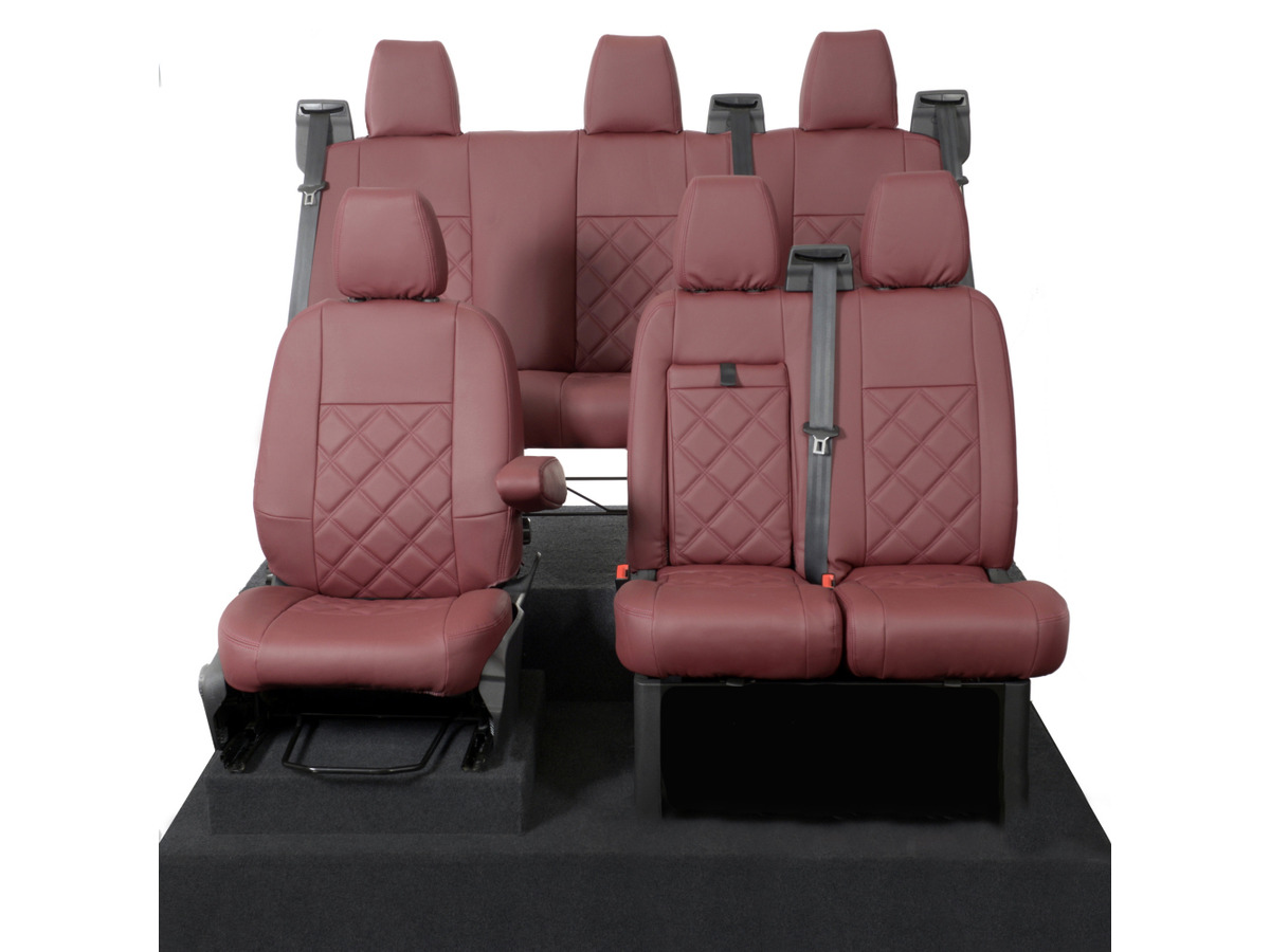 Tailored Leatherette Seat Covers Red for Ford Transit Custom (2013-2023)