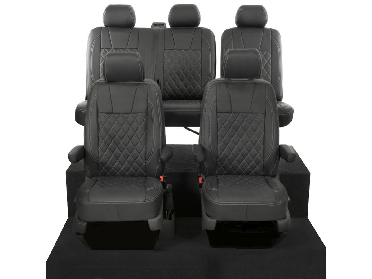 Volkswagen (VW) Transporter T5/T5.1 (2003-2015) Tailored Leatherette Seat Covers - Black