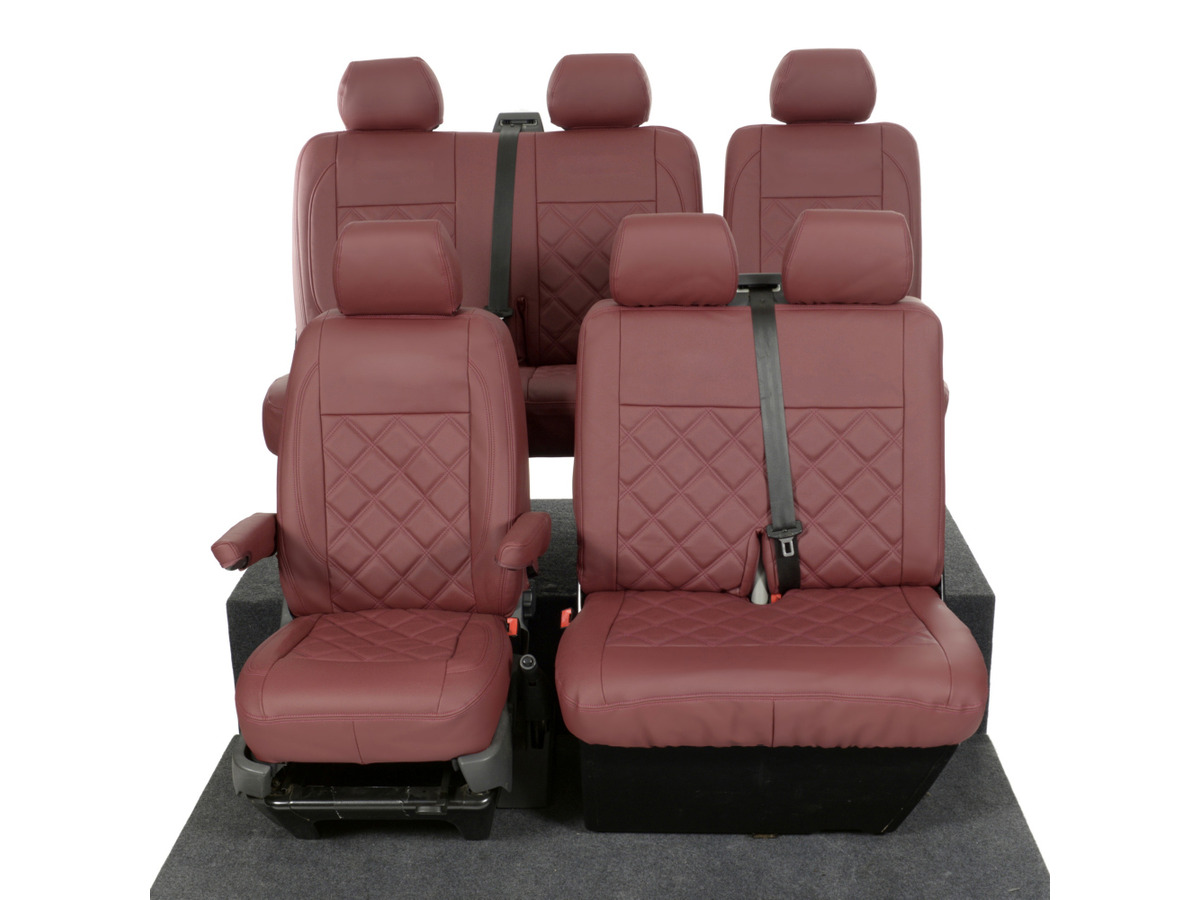 VW Transporter T5/T5.1 (2003-2015) Tailored Leatherette Seat Covers - Red