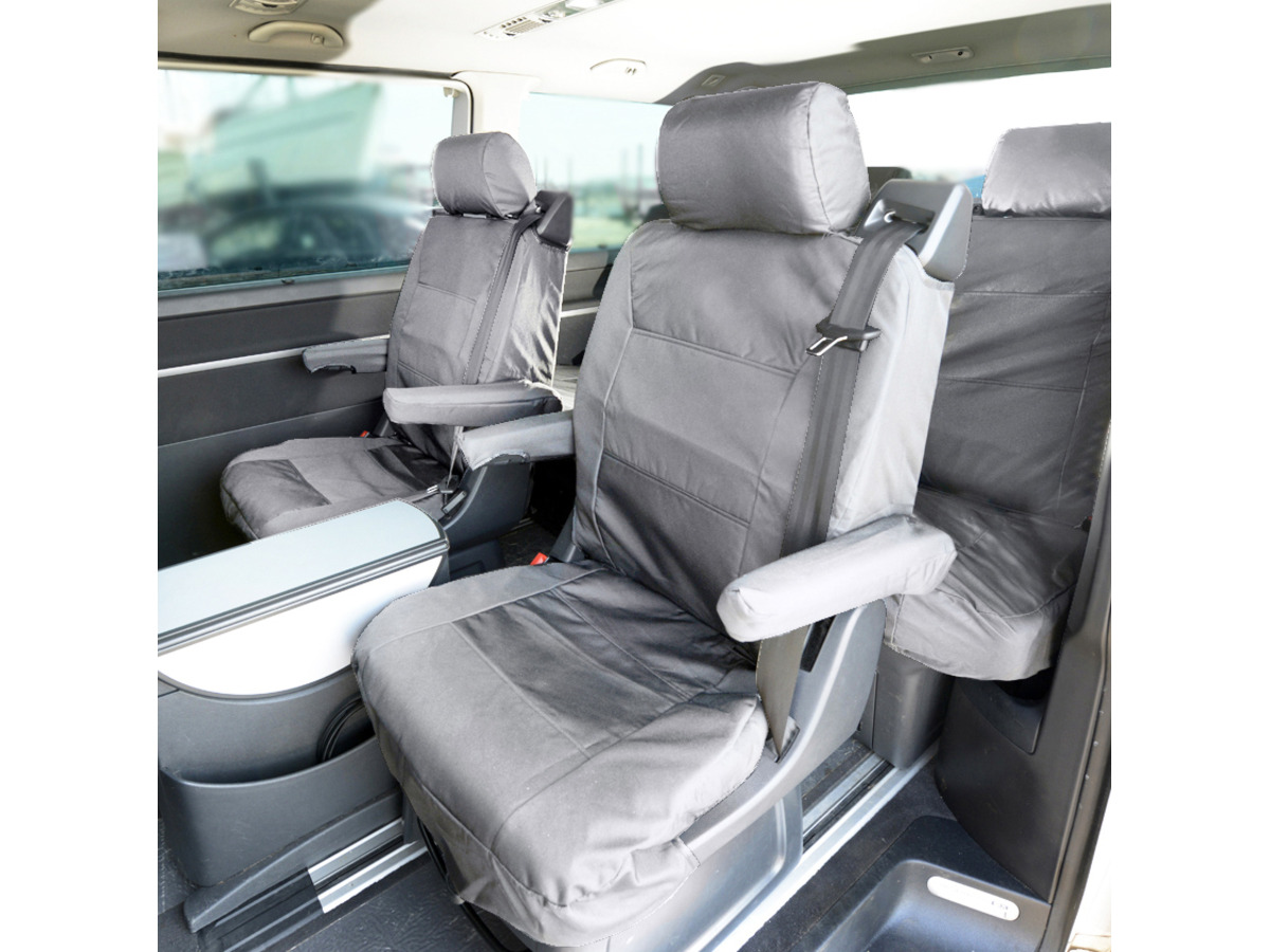 Tailored PU Seat Covers Black for Volkswagen (VW) Transporter Caravelle T5/T5.1 (2003-2015)