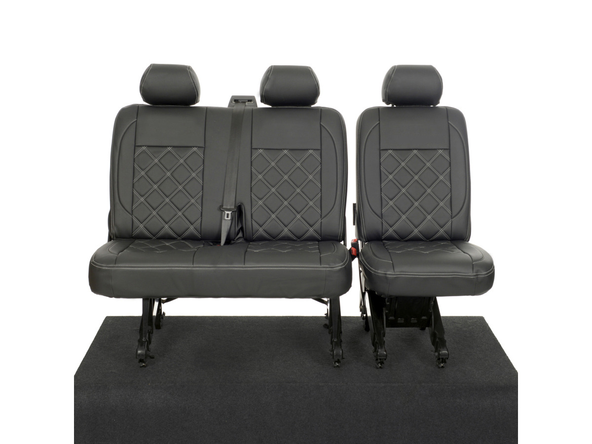 VW Transporter T5/T5.1 Kombi (2003-2015) Tailored Leatherette Seat Covers - Black