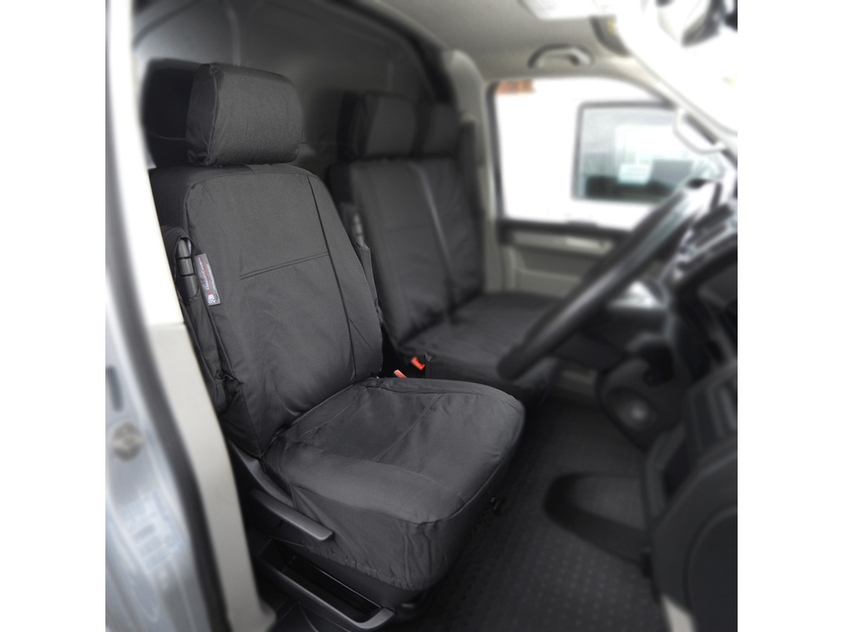 Tailored PU Seat Covers Black for Volkswagen (VW) Transporter Caravelle T6/T6.1 (2015-ON)