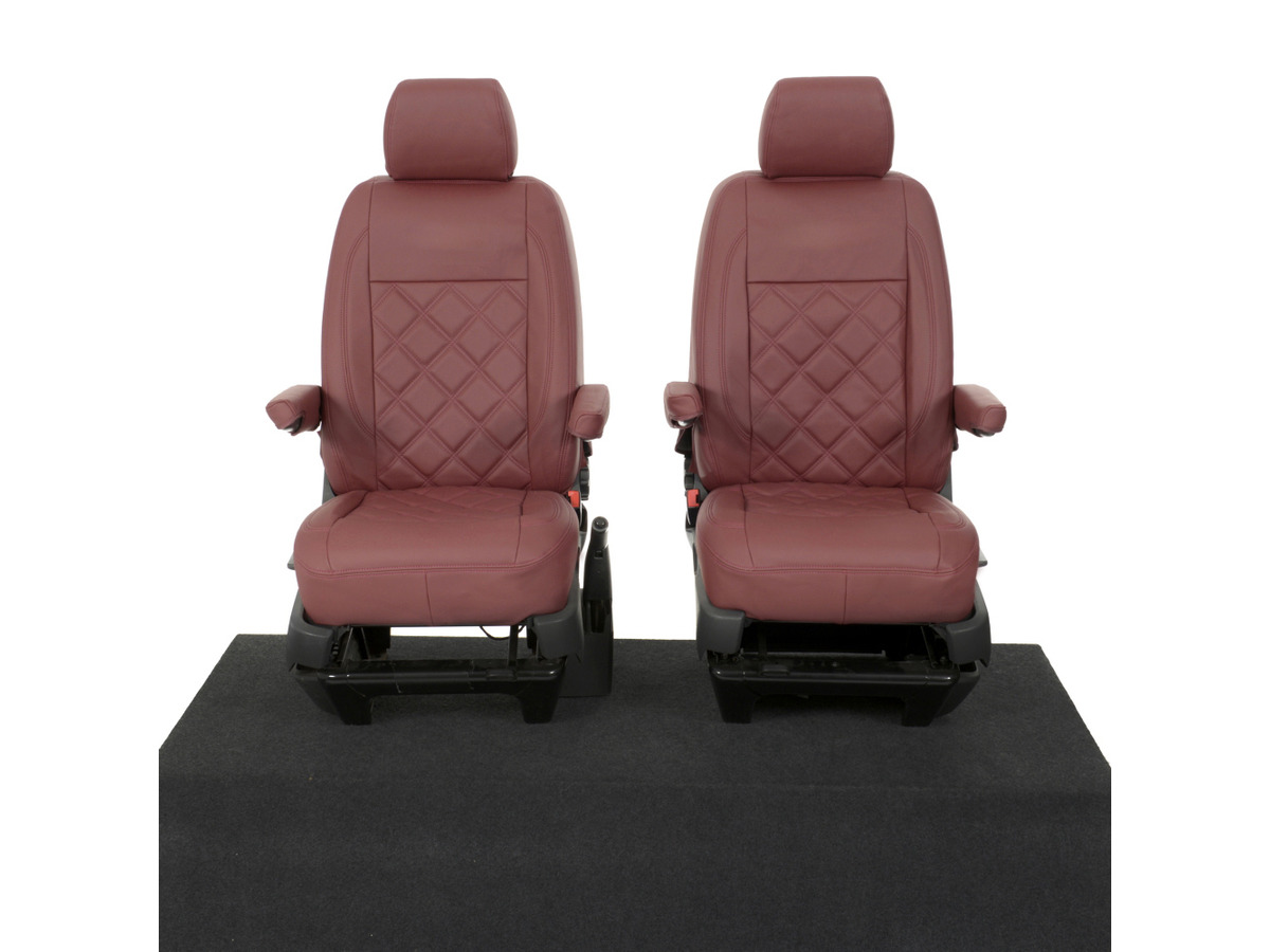 VW Transporter T6/T6.1 Caravelle (2015-ON) Tailored Leatherette Seat Covers - Black/Red