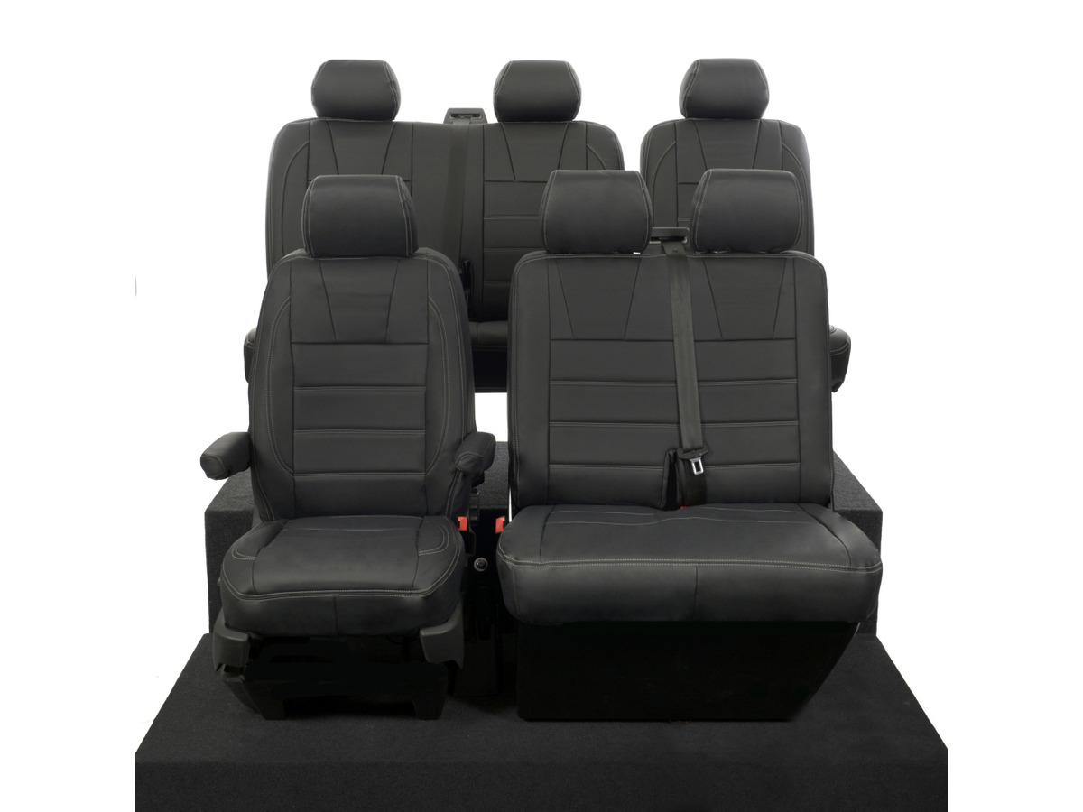 VW Transporter T6/T6.1 Kombi (2015-ON) Tailored Leatherette Seat Covers - Black