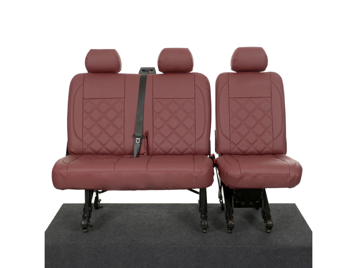 VW Transporter T6/T6.1 Shuttle (2015-on) Tailored Leatherette Seat Covers - Red